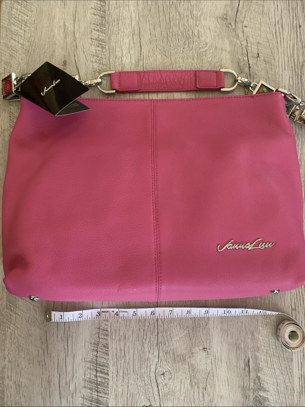 Hot Pink Leather Shoulder Bag with Chain Strap